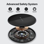eller santé® 15W Wireless Charger Oxford Fast Charging Pad PD Qi-Certified Type C Cable for 17/17 Air/17 Pro/17 Pro Max, iPhone 16/16 Plus/16 Pro/Max, iPhone 15/14/13/12/11 Series- Black - Image 3