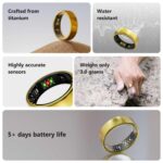 Smart Ring，Size First with Sizing Kit,No App Subscription； Tracks Activity, Sleep, Stress, & Heart Rate – iOS/Android Compatible (Gold, Size 8), 8, 钛 - Image 7