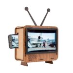 Retro Wooden TV Style Mobile Screen Magnifier Stand, Smartphone Display Amplifier with Vintage Television Design, Hands Free Desk Stand for Comfortable Viewing (Brown) - Image 6