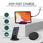 All-in-One 60W USB Fast Charging Travel Data Cable Set Multi-Port Charger with Type-C, Lightning & Micro USB Inbuilt Mobile Stand Universal Charging Kit for All Android Devices - Image 3