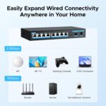 9-Port 2.5G Poe Ethernet Switch Unmanaged, 8 x 2.5G Poe Base-T & 1 x 10G SFP, Multi-Speed Network Switch, Compatible with Gigabit & 10Gb, Desktop/Wall Mount, Ideal for AP, NAS, PC - Image 5