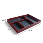 Premium Faux Leather and MDF Valet Tray | Luxury EDC Desk Organizer & Bedside Nightstand Caddy for Smartphone, Watch, Keys and Accessories (Classic Maroon) - Image 6