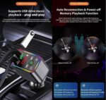 FKU 5-in-1 Super Fast Car Charger | Built in Starlight Lamp 120W Charging Adapter | Type-C + iOS Compatible | Bluetooth FM MP3 & Rainbow LED Display - Image 4