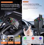 FKU 5-in-1 Super Fast Car Charger | Built in Starlight Lamp 120W Charging Adapter | Type-C + iOS Compatible | Bluetooth FM MP3 & Rainbow LED Display - Image 6