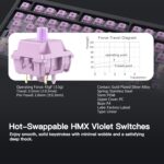 KEEBMONKEY WOBKEY Rainy 75 Aluminum HMX/JWK Switches Mechanical Keyboard with Superior Acoustics, Wired, BT, 2.4G Wireless Connectivity, RGB/PP/Gradient Glass/3500mAh/Violet Switch (Standard - Black) - Image 5
