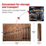 Combination Ratcheting Wrench Set: 12-Piece Metric 8-19mm CR-V Steel Tough Black with Wax Canvas Storage Bag for Off-Road Tool Kits Backup - Image 5