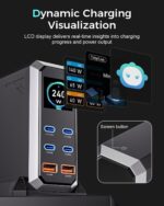 WeFly4 Type-C+2 USB Multi-Port 240W Dynamic Display Gallium Nitride Charger Plug(Gray) - Image 4