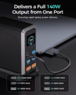 WeFly4 Type-C+2 USB Multi-Port 240W Dynamic Display Gallium Nitride Charger Plug(Gray) - Image 5