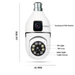 DDLC 4MP HD Dual Lens WiFi Bulb Camera, with 360° PTZ Rotation, IR + Color Night Vision, Two-Way Audio, 4X Digital Zoom, Motion Detection, and Remote Viewing (Double Screen) (Dual Lens Light Bulb) - Image 3