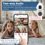DDLC 4MP HD Dual Lens WiFi Bulb Camera, with 360° PTZ Rotation, IR + Color Night Vision, Two-Way Audio, 4X Digital Zoom, Motion Detection, and Remote Viewing (Double Screen) (Dual Lens Light Bulb) - Image 6