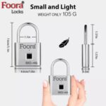 Foora Bio-46 Smart Lock Fingerprint Biometric Pad Lock 10 Fingerprint User with 2 Admin Waterproof (Silver Finish) (Fingerprint Biometric Padlock) - Image 3
