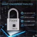 Foora Bio-46 Smart Lock Fingerprint Biometric Pad Lock 10 Fingerprint User with 2 Admin Waterproof (Silver Finish) (Fingerprint Biometric Padlock) - Image 6