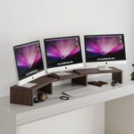 BLUEWUD Festvi Triple Monitor Stand & Computer PC Screen Height Riser Gaming Desk for Table Home & Office for Living Room Home Furniture (Wenge) - Image 3