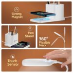 Mobilla MCharge Lumina | 15W Wireless Charger with Table Lamp | Touch Sensor | Flexible Neck | 3 Lighting Modes | Pen Stand | Night Lamp | Advanced Safety | Strong Magnet (White) - Image 5