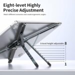 LOCKET Adjustable Laptop Stand for Desk Portable Foldable Laptop Riser Aluminum Computer Stand for Laptop Tablet Smartphone Lightweight Ergonomic Notebook Holder for Office Home Travel - Image 4