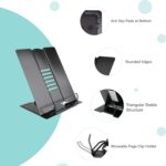 oddpod™ A4 Big Size Adjustable Folding Hands-Free Elegant Metal Stand for Book Reading, Laptop, Tablets for Office, Home, Student Document, Cookbook, Textbook - Black - Image 4