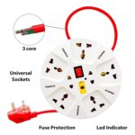 SYSPRO 6 A 240V Multi Plug Point Strip, LED Indicator & Universal Sockets, Extension Cord Board for Multiple Devices Smartphone Laptop Computer (White) - Image 3