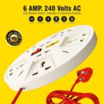 SYSPRO 6 A 240V Multi Plug Point Strip, LED Indicator & Universal Sockets, Extension Cord Board for Multiple Devices Smartphone Laptop Computer (White) - Image 5