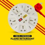 SYSPRO 6 A 240V Multi Plug Point Strip, LED Indicator & Universal Sockets, Extension Cord Board for Multiple Devices Smartphone Laptop Computer (White) - Image 6