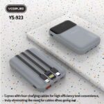 923 Power Bank with Built-in Cables, USB-C and Lightning, Digital Display, Grey - Image 3