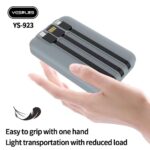 923 Power Bank with Built-in Cables, USB-C and Lightning, Digital Display, Grey - Image 5