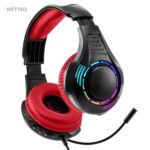 Nitho Spectra Gaming Headset with RGB Light and Microphone, Over-Ear Stereo Headphones for Xbox Series X|S, Xbox One, PS5, PS4, Nintendo Switch, PC, Mobile, 3.5 mm Audio Jack, 50 mm Drivers - Red - Image 3