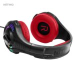 Nitho Spectra Gaming Headset with RGB Light and Microphone, Over-Ear Stereo Headphones for Xbox Series X|S, Xbox One, PS5, PS4, Nintendo Switch, PC, Mobile, 3.5 mm Audio Jack, 50 mm Drivers - Red - Image 4