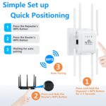 1200Mbps WiFi Extender Signal Booster, Long Range Wireless Internet Repeater for Home Cover up to 10,000 Sq.ft and 60 Devices, Dual Band 2.4/5GHz, WiFi Router Extender with Ethernet Port - Image 5