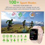 Smart Watch for Women Men with Text and Call, 2025 New AI Smartwatches with Heart Rate/SpO2/Sleep/Stress Monitor, 100+ Sports Modes, GPS Fitness Watches Compatible with iOS/Android (GPS, Pink) - Image 8