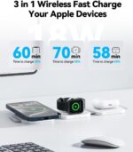 TECNOLOGIA 3-in-1 Wireless Charging Station for iPhone, Apple Watch, AirPods, Foldable Magnetic Charger Stand, White - Image 4