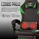Valor X USA Striker 2026 Edition | Ergonomic Gaming & Office Computer Chair | Premium PU Leather | Dual Massager Back Support | Adjustable Neck & Lumbar Pillow | Ergo Sync Armrests | Footrest (Green) - Image 5