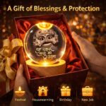 DRAYA DEAL'S 3D Hanuman Crystal Ball Night Lamp, Solar System Hanuman Crystal Ball Night Light, USB Table Colorful LED Wooden Crystel Ball for Home, Office, Birthday Gift (Kashtbhanjan Dev) - Image 4