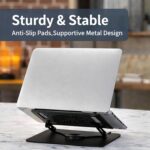 EYUVAA LABEL Metal Laptop Stand with Cooling Fan & RGB Light | 360° Rotation with Adjustable Height, Compatible with 10-17 inch Laptops Stand for Gaming, Table, Office (Black) - Image 4