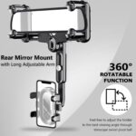 Rearview Mirror Phone Holder for Car, 360° Rotating and Retractable Multifunctional Rear View Phone Mount, Upgraded Four Corners Fixed Anti-Shake Fit All Smartphones & Bigger Vehicle - Image 3