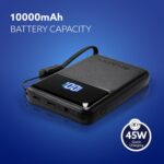 AGARO Ignite 10000 mAh Compact Power Bank, 45W Quick Charging for Smartphones, Portable, USB A & PD Output, USB C Input, Superfast Charge Technology for Android, iPhones, Tablets & Headphones - Image 3