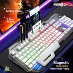 FRONTECH KB-0013P Wired Gaming Keyboard | 104 Keys with Rainbow Backlight | 19 Anti-Ghosting Keys | USB Plug & Play | 1.5m Braided Cable | White-Grey | Compatible with Windows 11/10/8/7 - Image 7