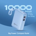 MPower X2 Powerbank | 27W High-Speed Output | 10000mAh Battery | Built-in Type-C & Lightning Cables | Dual Fast Charging Ports | Battery Display | Matte Finish | Multi-Layered Protection (Blue) - Image 4