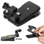 Action Pro 360° Backpack Clip Mount with Smartphone Holder Accessories Compatible with GoPro Hero 13 12 11 10 9 8 7 6 5 Black Action Camera and Smartphones Like iPhone Samsung - Image 3