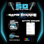HOPPUP Predator Xo1 Gaming in Ear Earbuds with 50H Playtime,13Mm Drivers,40Ms Low Latency,Enc Bluetooth Headset(Black,True Wireless) - Image 3