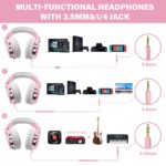 OneOdio Over Ear Headphone, Wired Bass Headsets with 50mm Driver, Foldable Lightweight Headphones with Shareport and Mic for Recording Monitoring Mixing Podcast Guitar PC TV (Light Pink) - Image 4