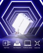 BlueRigger 100W 4-Port GaN Charger PD QC3.0 QC4.0 PPS Fast Charging Compact Adapter for All MacBook Series and laptops with USB C Charging Port (White) - Image 3
