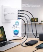 BlueRigger 100W 4-Port GaN Charger PD QC3.0 QC4.0 PPS Fast Charging Compact Adapter for All MacBook Series and laptops with USB C Charging Port (White) - Image 7