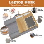 Laptop Tray with Pillow Cushion - Adjustable Lap Desk for Bed & Sofa - Built-in Mouse Pad, Wrist Rest & Phone Holder - Fits Up to 17" Laptops - Portable Writing & Gaming Tray - Image 4
