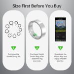 Smart Ring with Call/Clock/Events Alerts, No APP Subscription, Body Temp/Heart Rate/Women's Health Tracker, 5ATM Waterproof Fitness Ring for Android & iOS (Silver,6#) - Image 3