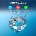 Smart Ring with Call/Clock/Events Alerts, No APP Subscription, Body Temp/Heart Rate/Women's Health Tracker, 5ATM Waterproof Fitness Ring for Android & iOS (Silver,6#) - Image 9