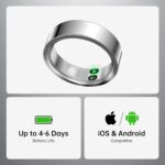Smart Ring with Call/Clock/Events Alerts, No APP Subscription, Body Temp/Heart Rate/Women's Health Tracker, 5ATM Waterproof Fitness Ring for Android & iOS (Silver,6#) - Image 10