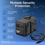 Spacething Explorer Pro 70w Gan with Attached USB- C World Travel Charger, 7 in 1 International Power Adapter with 5 USB-C & 2 USB-A Fast Charging Travel Charger - Image 4