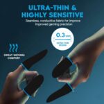 Ultra-Thin Gaming Finger Sleeves Pack of 10 | 0.3mm Highly Sensitive Thumb Sleeves | Sweat-Wicking, Anti-Slip, Breathable Mobile Gaming Gloves for BGMI, Free Fire, CODM, PUBG | Blue Trim - Image 4