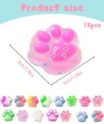 15 Pcs Squishy Toy, Funny Taba Squishy Cat Paw Colorful Fidget Toys Suitable Stress Relief Collection Decoration Entertainment Classroom Playtime Office Desk Relaxation Fun（Color Random） - Image 3