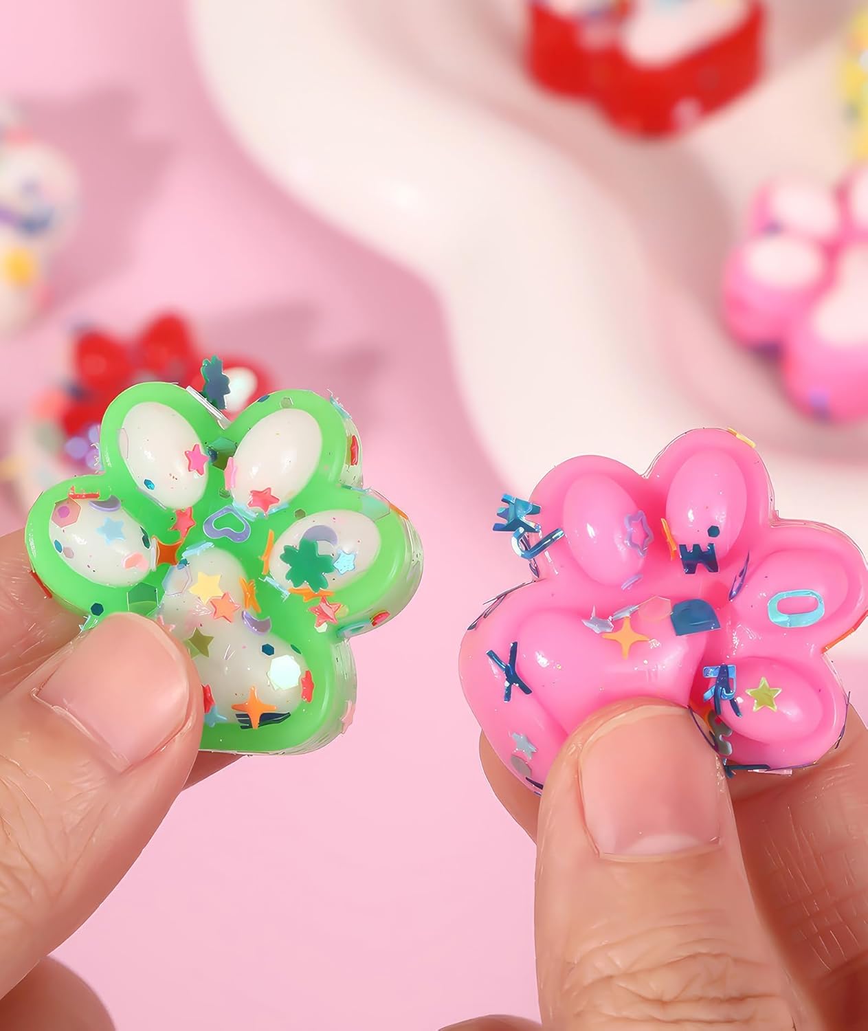 15 Pcs Squishy Toy, Funny Taba Squishy Cat Paw Colorful Fidget Toys Suitable Stress Relief Collection Decoration Entertainment Classroom Playtime Office Desk Relaxation Fun（Color Random） - Image 3